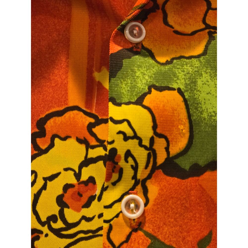 VINTAGE 1960s YOUNG HAWAII HAWAIIAN SHIRT MENS M HONOLULU Orange Hibiscus Floral - Picture 3 of 6